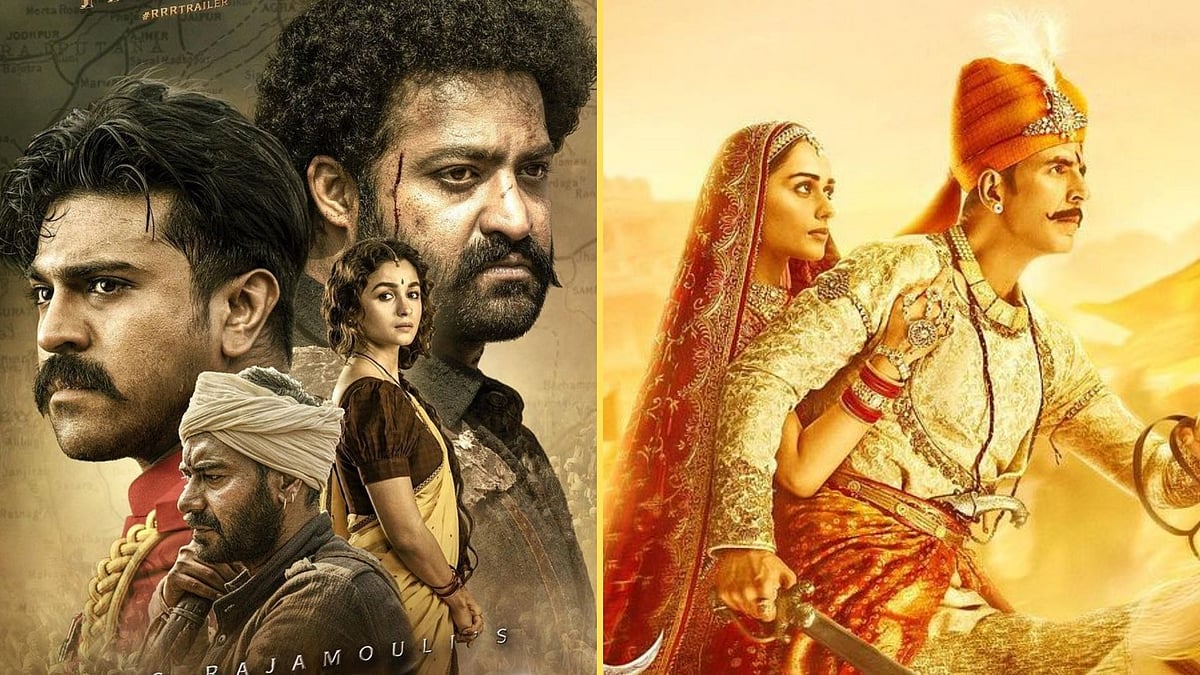 <div class="paragraphs"><p>Posters of <em>RRR</em> and <em>Prithviraj</em>.</p></div>