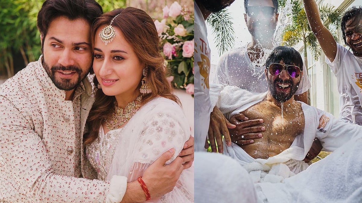<div class="paragraphs"><p>Varun Dhawan and Natasha Dalal in pictures from their wedding.</p></div>