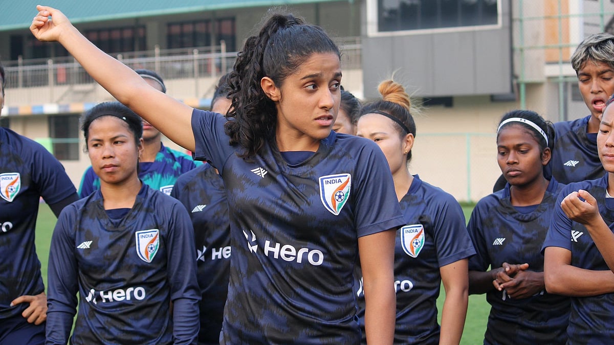 <div class="paragraphs"><p>Dalima Chhibber at training with the Indian team.</p></div>