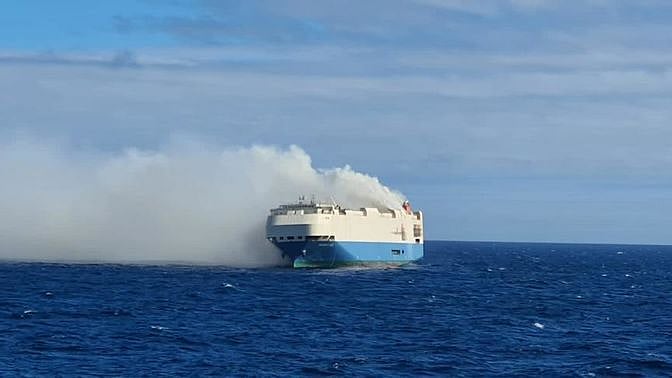 <div class="paragraphs"><p>A ship with thousands of luxury cars, including 1,100 Porsches caught fire. The crew members have been rescued.&nbsp;</p></div>