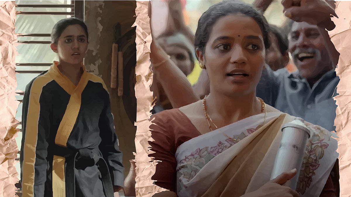 <div class="paragraphs"><p>Femina George as 'Bruce Lee' Biji and Arya Salim as Jaison's sister in <em>Minnal Murali.</em></p></div>