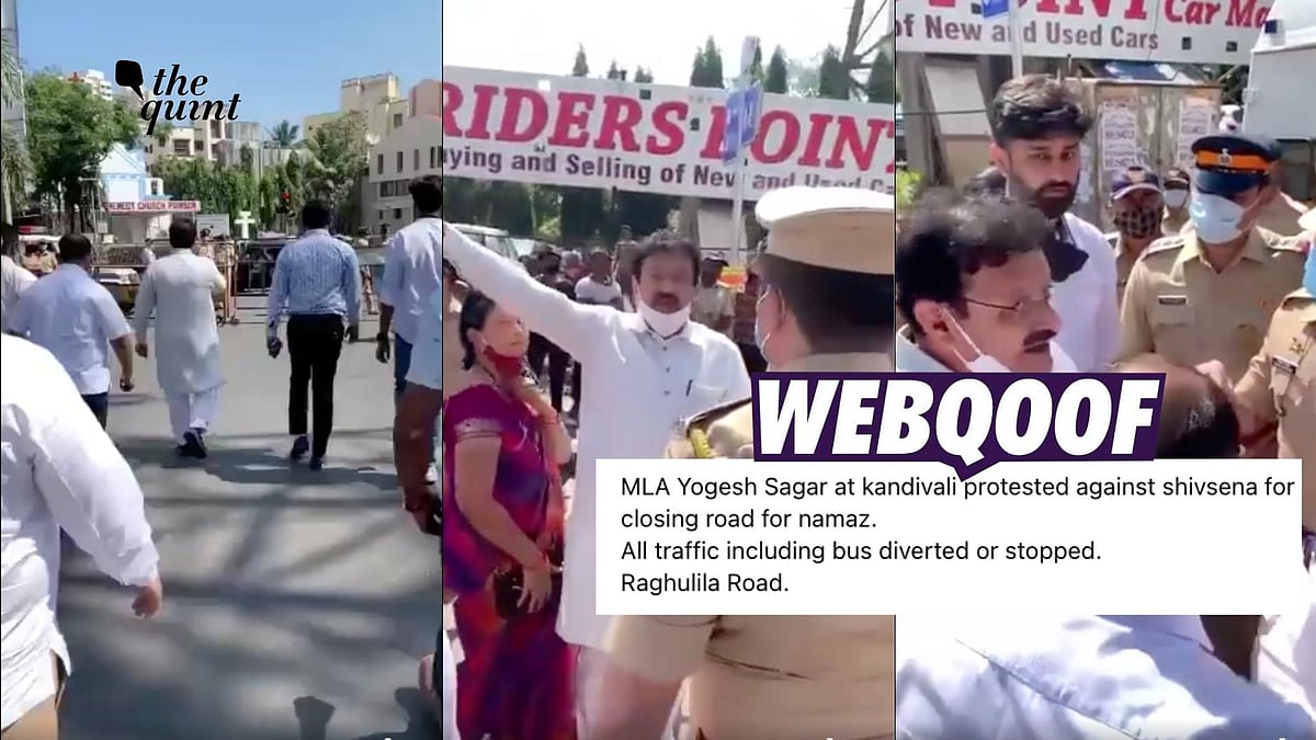 <div class="paragraphs"><p>The claim states that the Charkop MLA protested against the closure of roads to let people offer namaz in Mumbai's Kandivali area.</p></div>