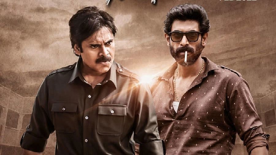 <div class="paragraphs"><p>Pawan Kalyan and Rana Daggubati in <em>Bheemla Nayak</em> poster.</p></div>