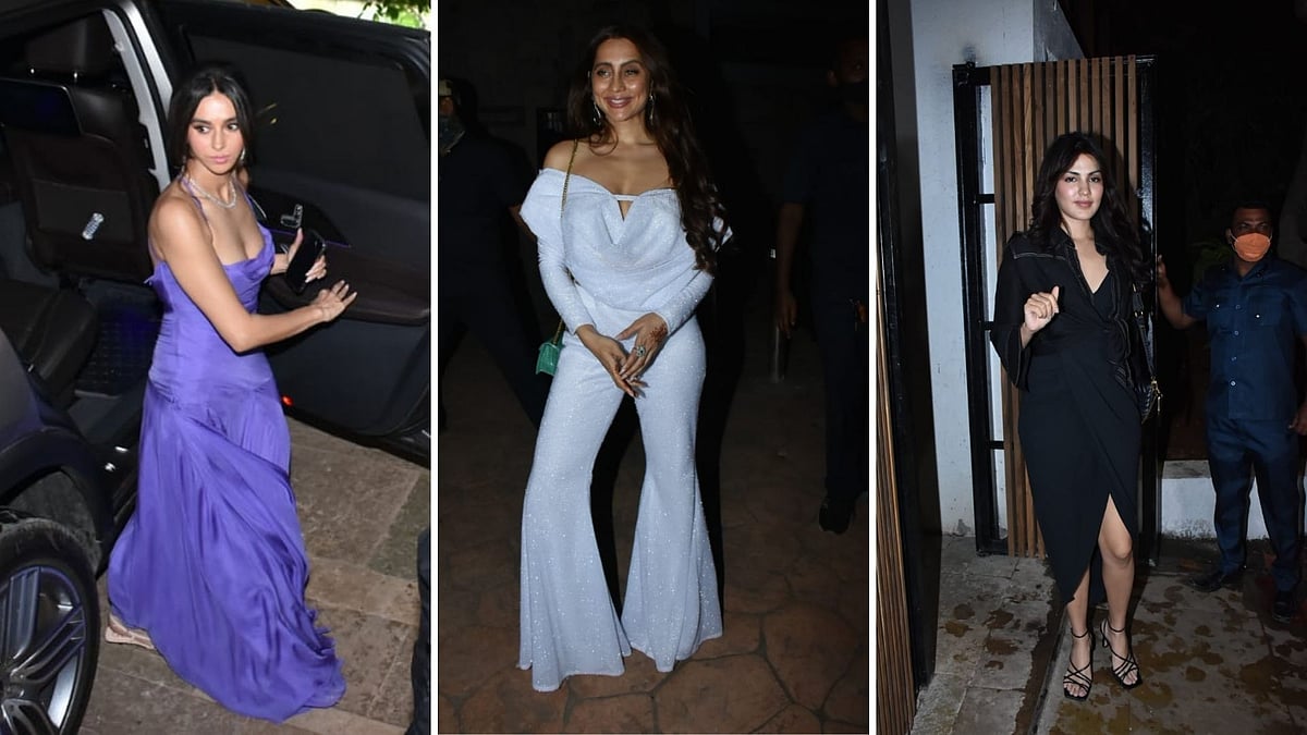 <div class="paragraphs"><p>Shibani Dandekar, Anusha Dandekar and Rhea Chakraborty at Zoya Akhtar's party.</p></div>