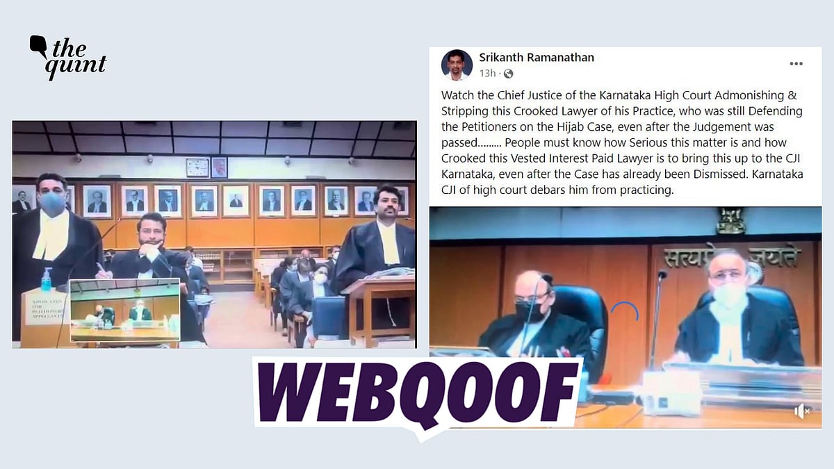 <div class="paragraphs"><p>The claim states that the video shows a lawyer getting reprimanded for bringing the hijab row matter in the courtroom.</p></div>