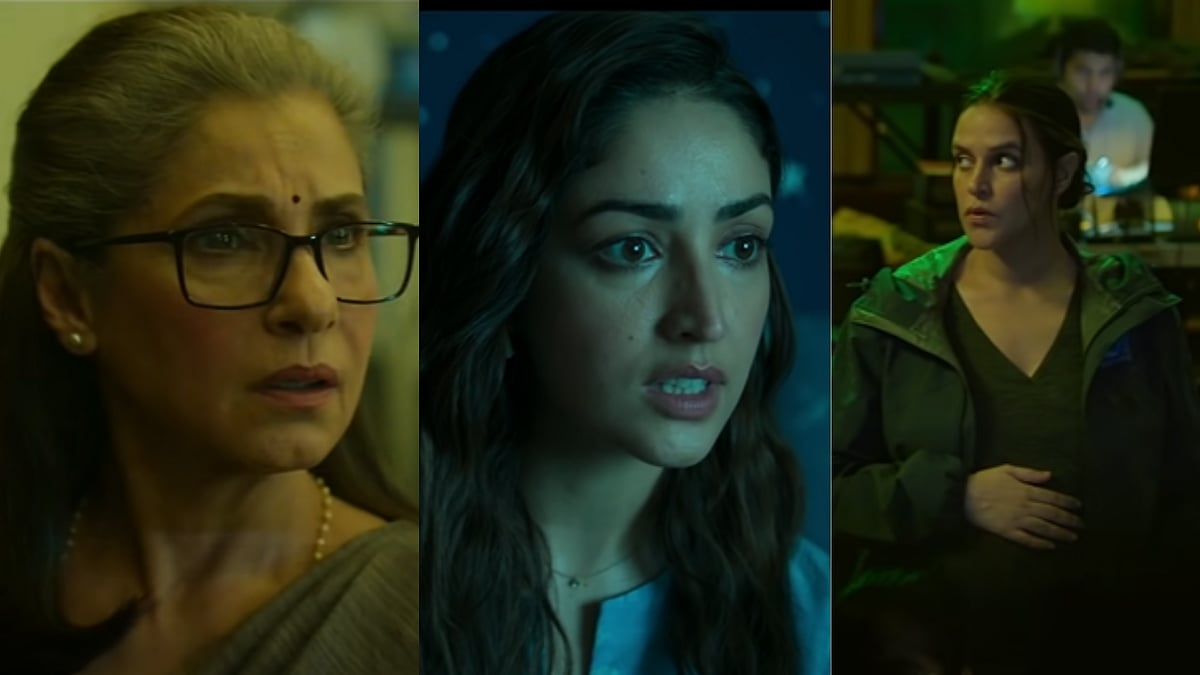 <div class="paragraphs"><p>Dimple Kapadia, Yami Gautam, and Neha Dhupia in <em>A Thursday.</em></p></div>
