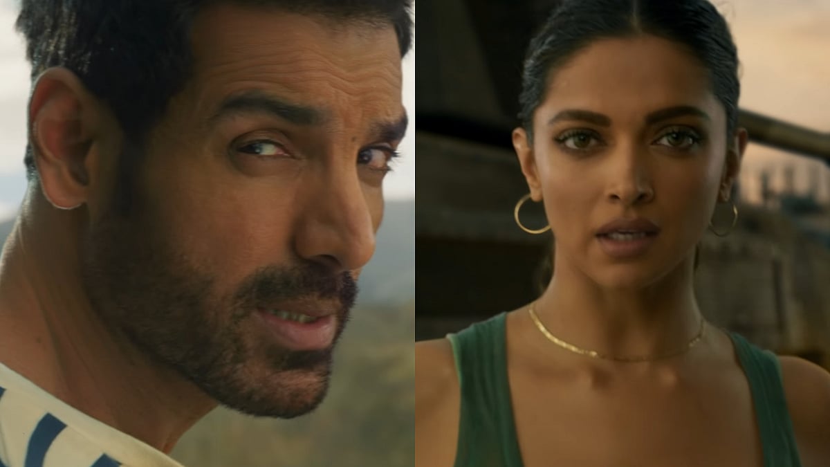 <div class="paragraphs"><p>John Abraham and Deepika Padukone in the teaser for Shah Rukh Khan-starrer <em>Pathaan</em>.</p></div>