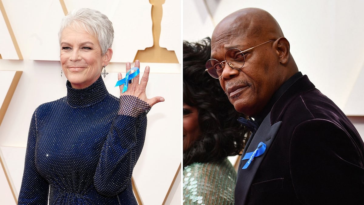 <div class="paragraphs"><p>Actors Jamie Lee Curtis and Samuel L Jackson, among others, wore the blue ribbon.</p></div>