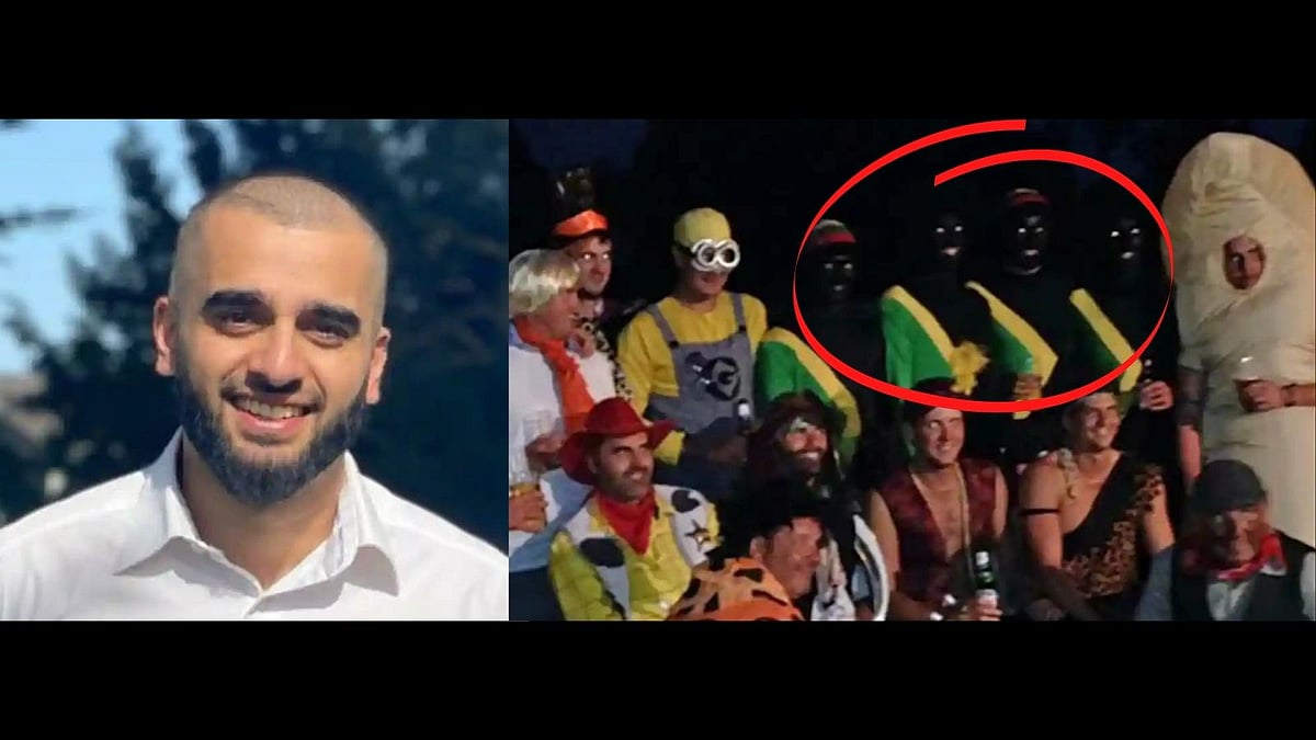 <div class="paragraphs"><p>Umar Razaq (left) and the picture showing blackface that he had complained against.</p></div>