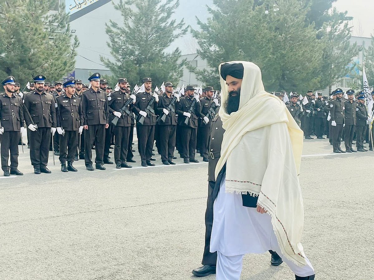 <div class="paragraphs"><p>UN-designated terrorist Sirajuddin Haqqani during the graduation ceremony of Afghan police cadets on Saturday. </p></div>