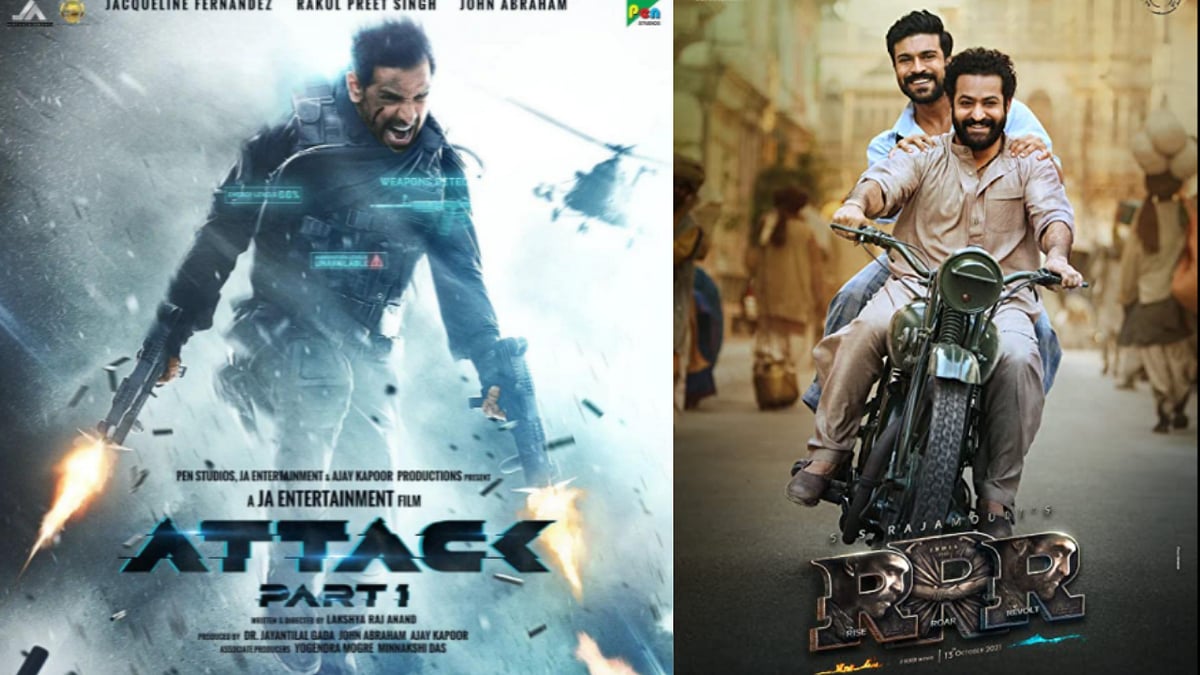 <div class="paragraphs"><p>John Abraham in the poster for <em>Attack </em>and Jr NTR and Ram Charan in the <em>RRR </em>poster.</p></div>