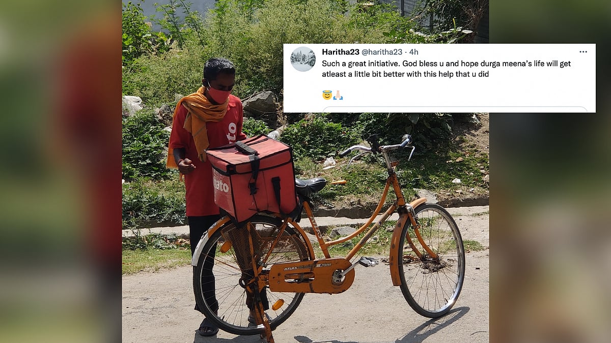 <div class="paragraphs"><p>Durga Meena, 31-year-old Zomato delivery partner raises funds to buy bike.</p></div>