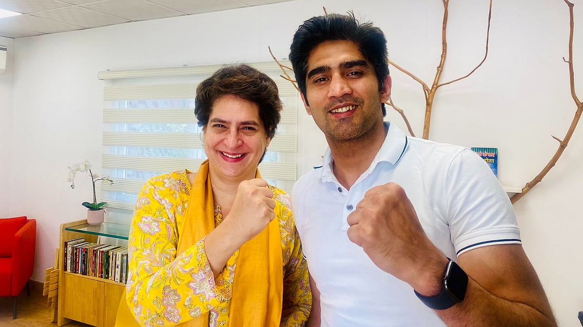 <div class="paragraphs"><p>Priyanka Gandhi Vadra and Vijender Singh. </p></div>