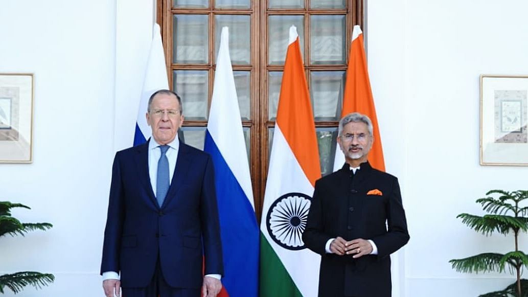 <div class="paragraphs"><p>Russian foreign minister Sergey Lavrov with S Jaishankar in Delhi on 1 April.</p></div>