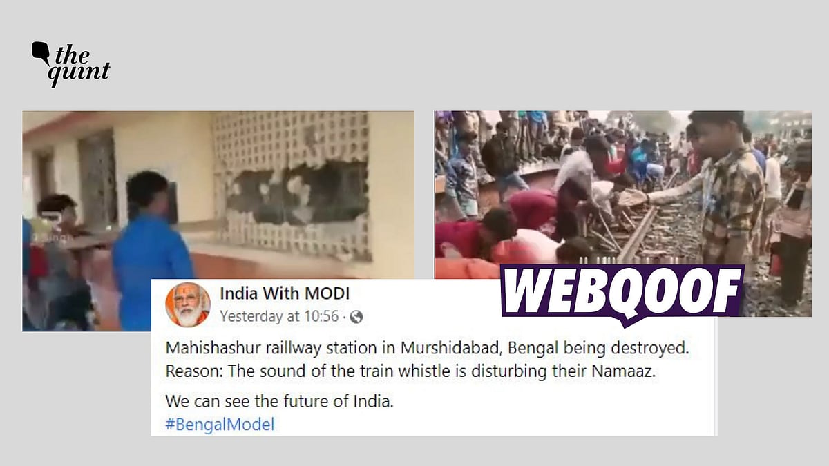 <div class="paragraphs"><p>The claim states that Muslims in West Bengal destroyed the railway station and the railway track as the train's horn disturbed their prayer.</p></div>