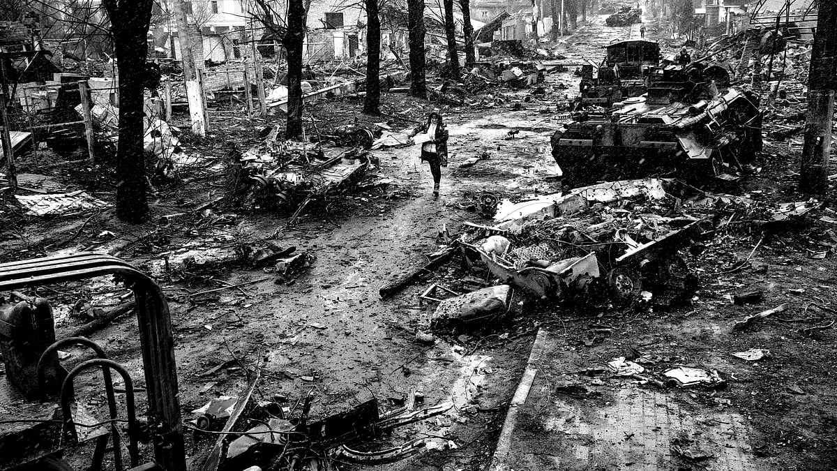 <div class="paragraphs"><p>A still from the town of Bucha, a Ukrainian town 35 miles away from the capital, Kyiv.</p></div>