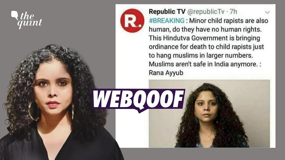 <div class="paragraphs"><p>The claim states that journalist Rana Ayyub defended child rapists. </p></div>