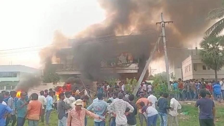 <div class="paragraphs"><p>The house of Transport Minister Pinipe Viswarupu was set on fire in the violence.</p></div>
