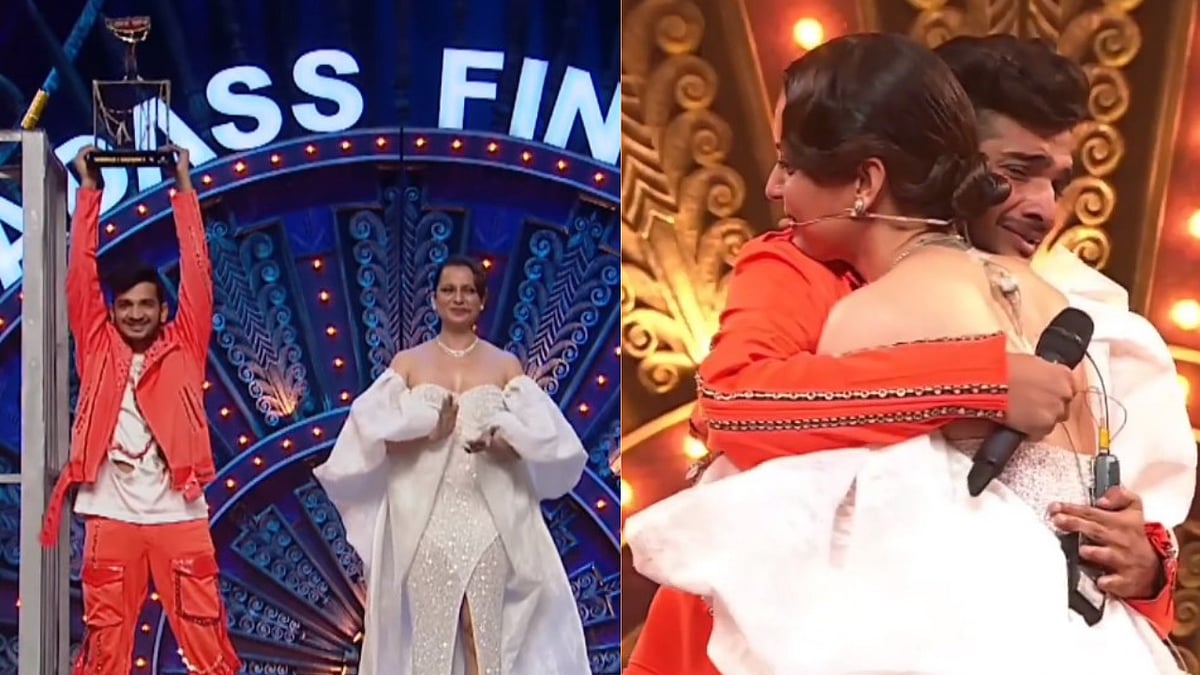 <div class="paragraphs"><p>Munawar Faruqui hugs Kangana Ranaut after he wins the&nbsp;<em>Lock Upp&nbsp;</em>trophy.</p></div>