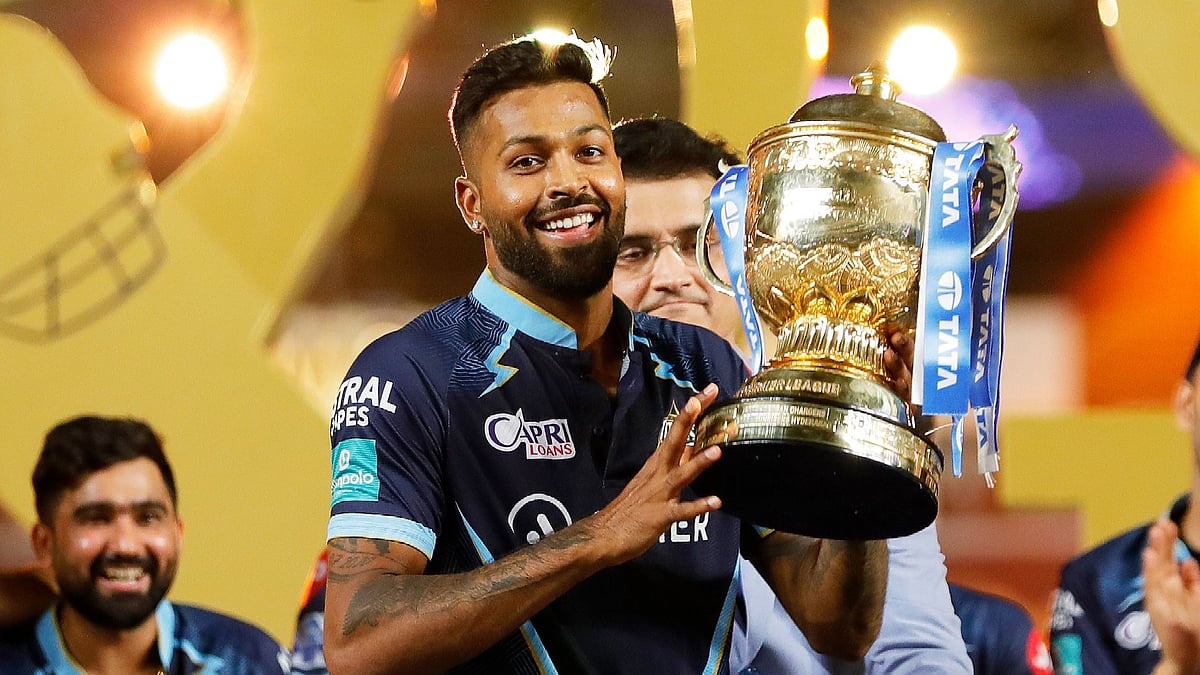 <div class="paragraphs"><p>Hardik Pandya with the IPL 2022 trophy won by Gujarat Titans.</p></div>