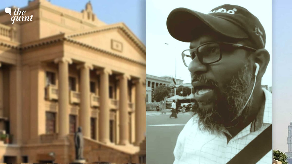 <div class="paragraphs"><p>Mohammed Fuzly protesting in front of the Presidential Secretariat in Colombo.&nbsp;</p></div>