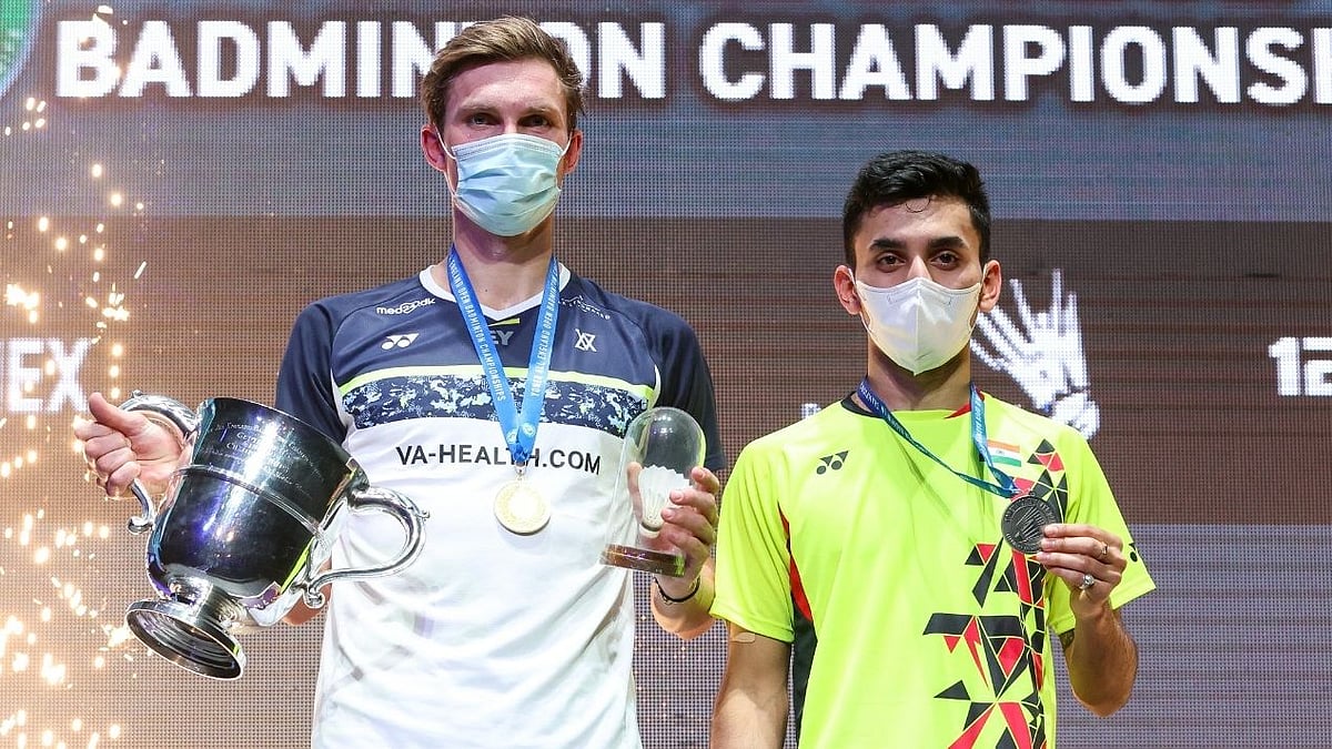 <div class="paragraphs"><p>Indian shuttler Lakshya Sen with Viktor Alexson on the podium of All-England Open 2022.</p></div>