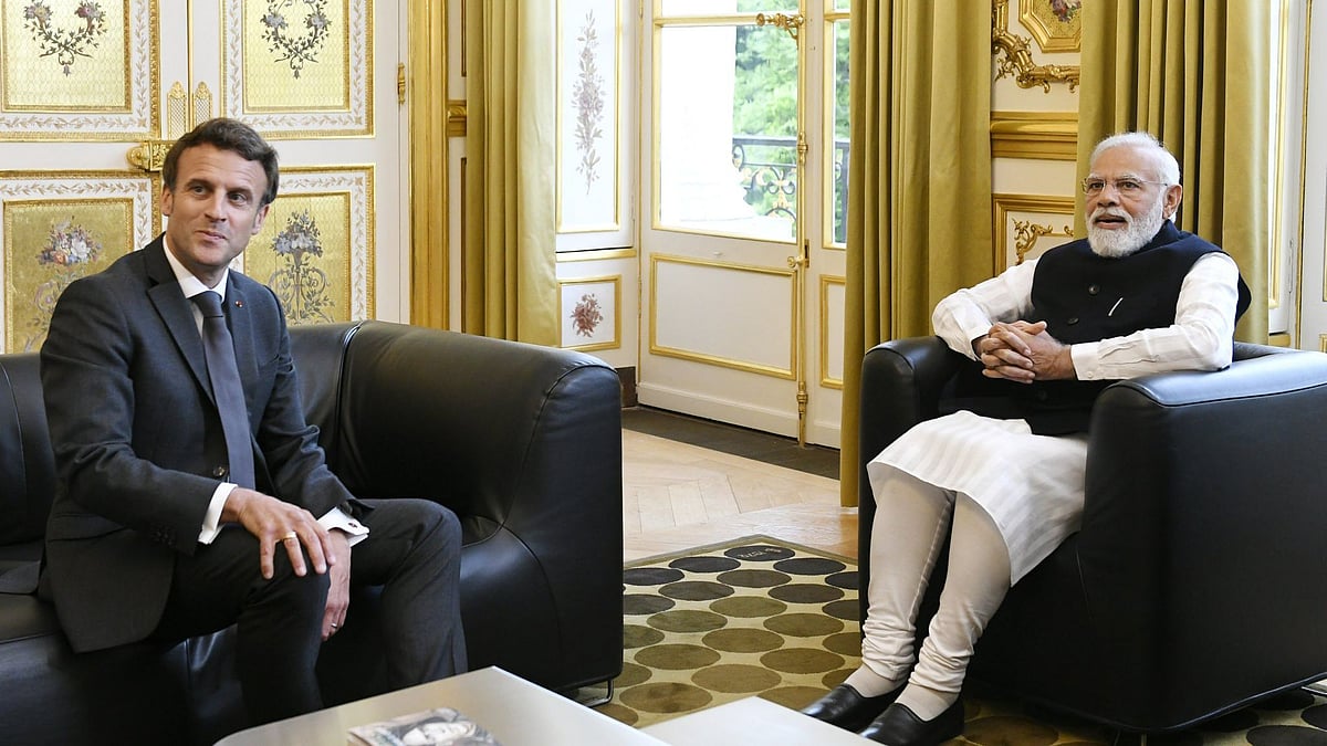 <div class="paragraphs"><p>Prime Minister Narendra Modi and French President Emmanuel Macron during their meeting on Wednesday, 4 May.&nbsp;</p></div>