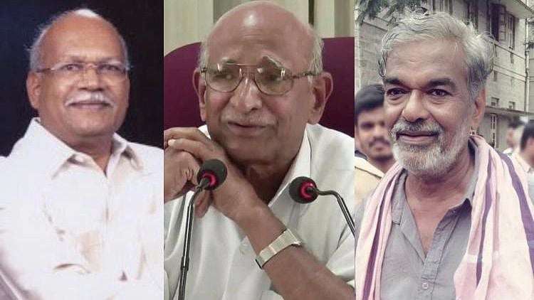 <div class="paragraphs"><p>(Left to Right) Hampa Nagarajaiah, Dr G Ramakrishna and Devanuru Mahadeva </p></div>