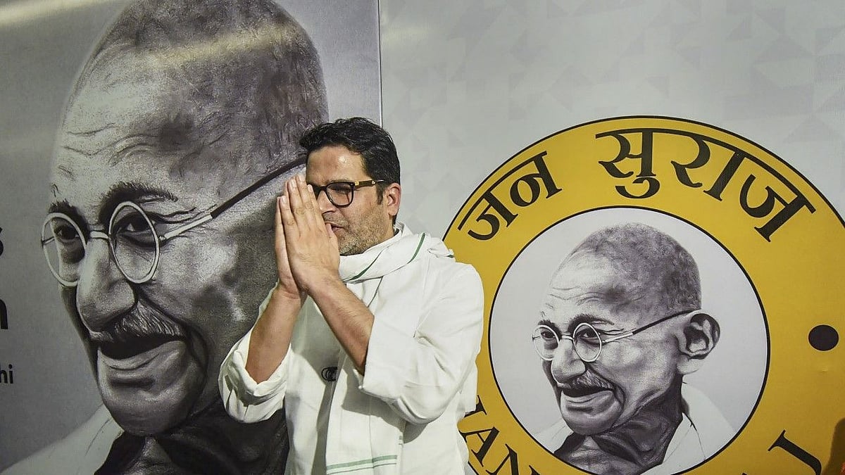 <div class="paragraphs"><p>Political strategist Prashant Kishor gestures during a press meet, in Patna.</p></div>