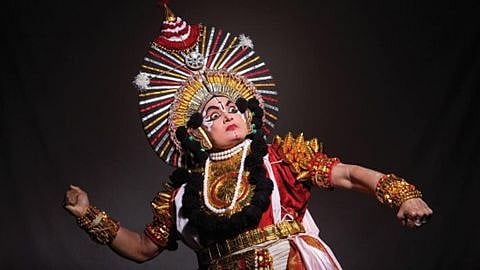 <div class="paragraphs"><p>Yakshagana, an elaborate dance-drama performance unique to Karnataka.</p></div>