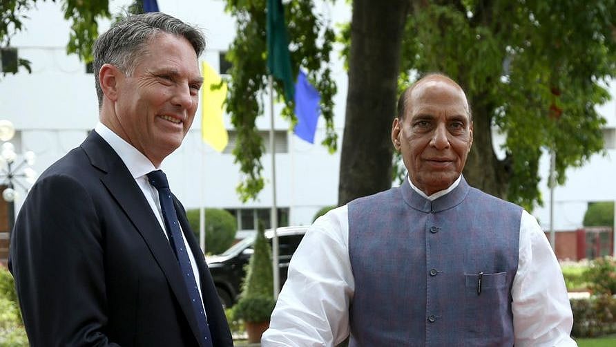<div class="paragraphs"><p>Australia's Deputy PM Richard Marles with Defence Minister Rajnath Singh.</p></div>