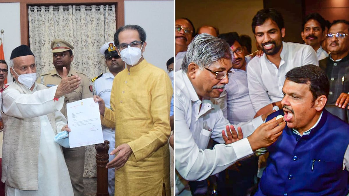 <div class="paragraphs"><p><a href="https://www.thequint.com/news/politics/maharashtra-cm-uddhav-thackeray-addresses-state-after-sc-allows-floor-test">Uddhav Thackeray</a> and Devendra Fadnavis.</p></div>