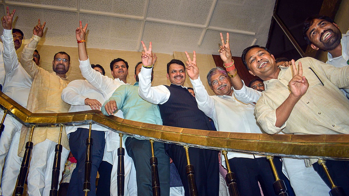 <div class="paragraphs"><p>BJP leaders celebrate after being elected as members of Maharashtra Vidhan Parishad in Mumbai. </p></div>