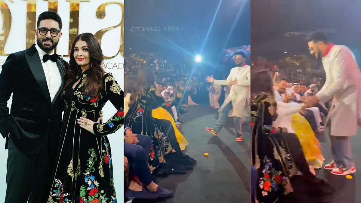 <div class="paragraphs"><p>Abhishek Bachchan and Aishwarya Rai Bachchan match steps at the IIFA 2022.</p></div>