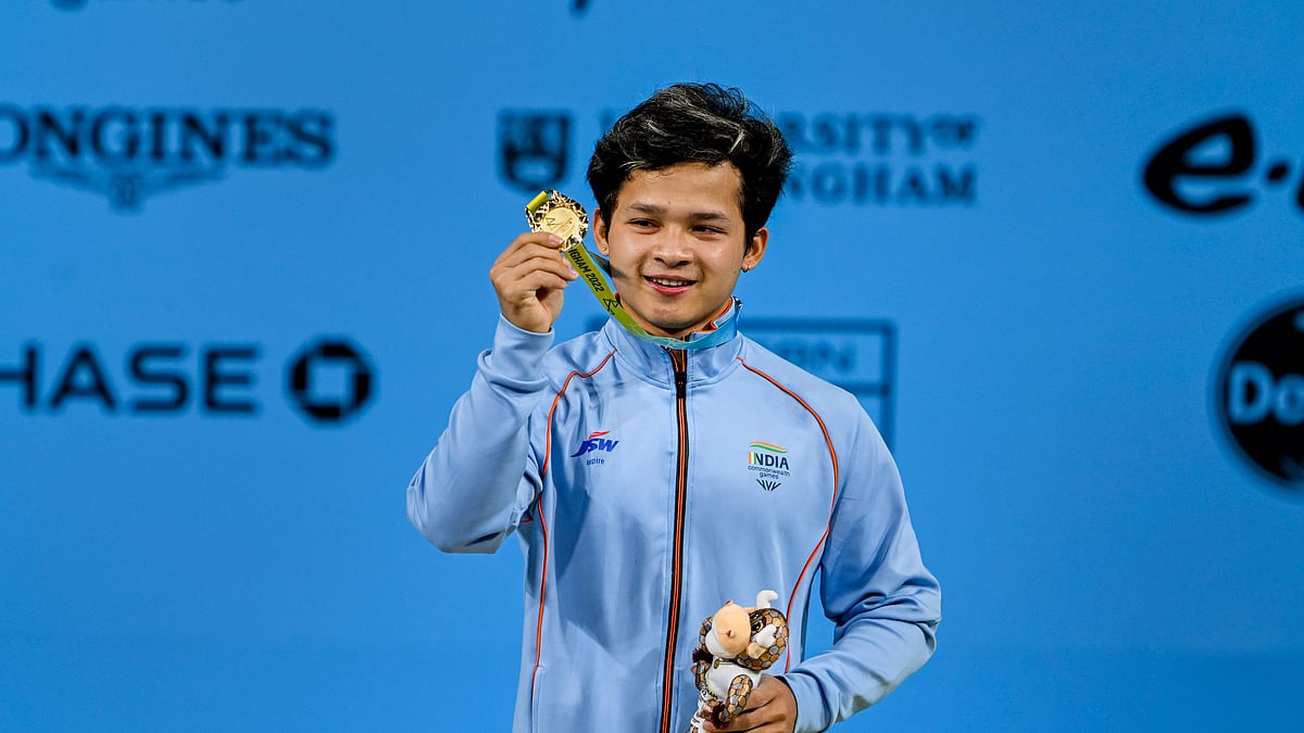 <div class="paragraphs"><p>A happy Jeremy Lalrinnunga after winning gold in the 67kg men's weightlifting at the 2022 Commonwealth Games in Birmingham on Sunday. </p></div>