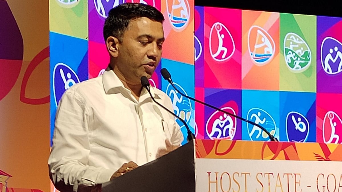 <div class="paragraphs"><p>Goa Chief Minister Pramod Sawant speaking during the launch of the Goa National Games back in 2020. </p></div>
