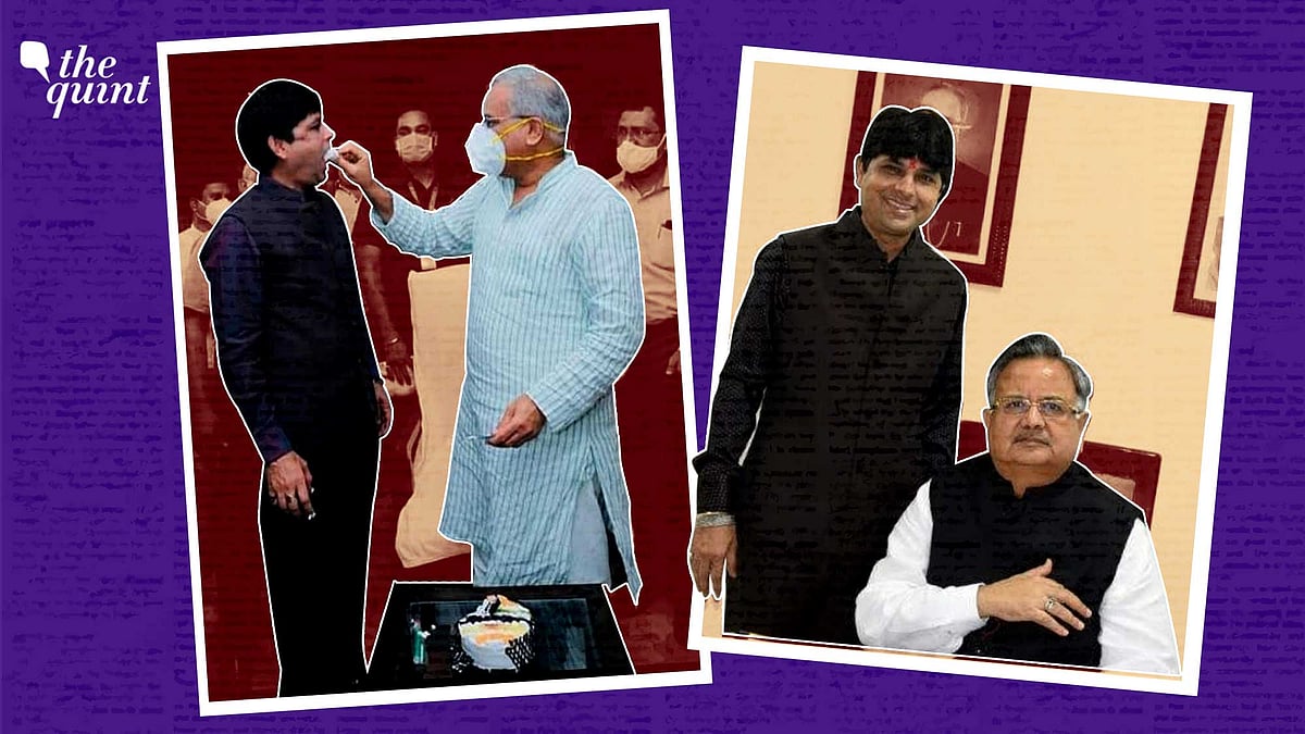 <div class="paragraphs"><p>The Congress and the BJP shared photos of businessman Suryakant Tiwari with leaders from each other's party after the IT department conducted a search and survey operation in locations associated with him and Chhattisgarh Chief Minister's deputy secretary Saumya Chaurasia.</p></div>