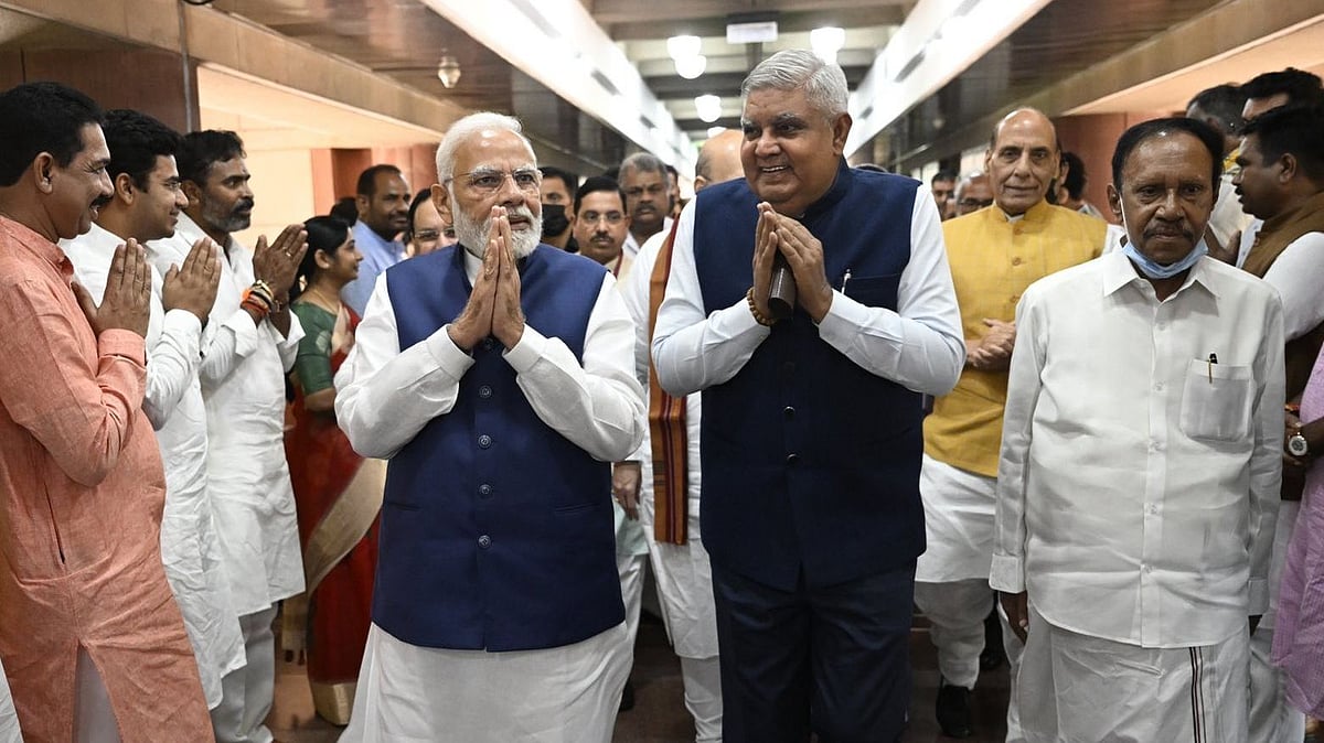 <div class="paragraphs"><p>Former West Bengal Governor and Bharatiya Janata Party (BJP) leader Jagdeep Dhankhar on Monday, 18 July, filed his nomination for the <a href="https://www.thequint.com/news/politics/vice-president-election-to-be-held-on-6-august">vice presidential elections</a> to take place on 6 August.</p></div>