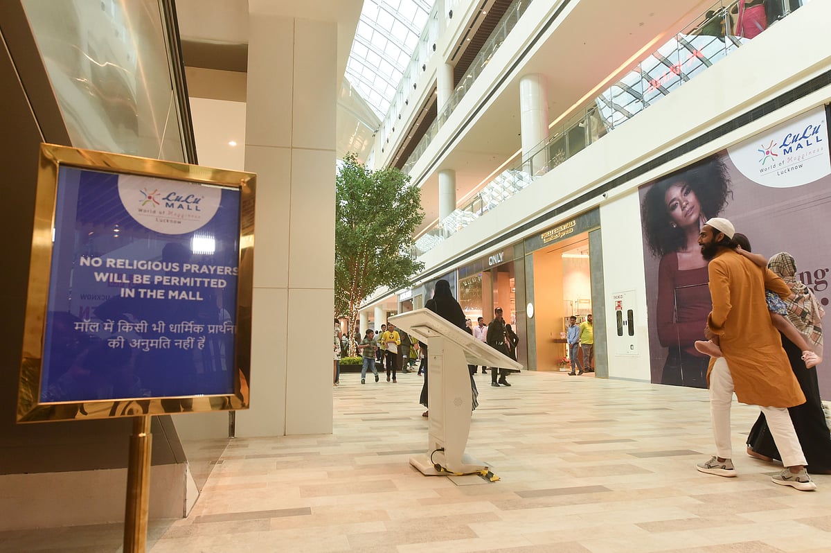 <div class="paragraphs"><p>Notices regarding the ban of religious prayers put up inside the atrium of LuLu Mall, a day  after a group of people allegedly offered namaz on the premises, in Lucknow.</p></div>