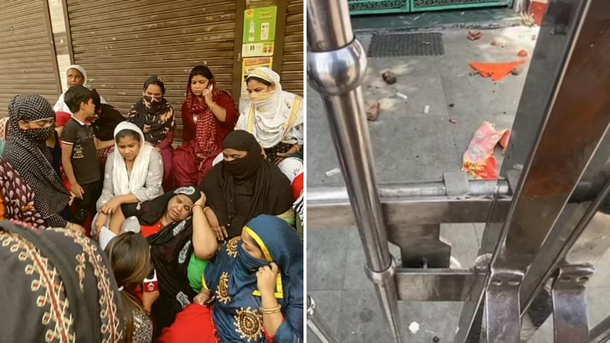 <div class="paragraphs"><p>File images: Families of accused (left); saffron flags thrown inside Jahangirpuri mosque (right).</p></div>