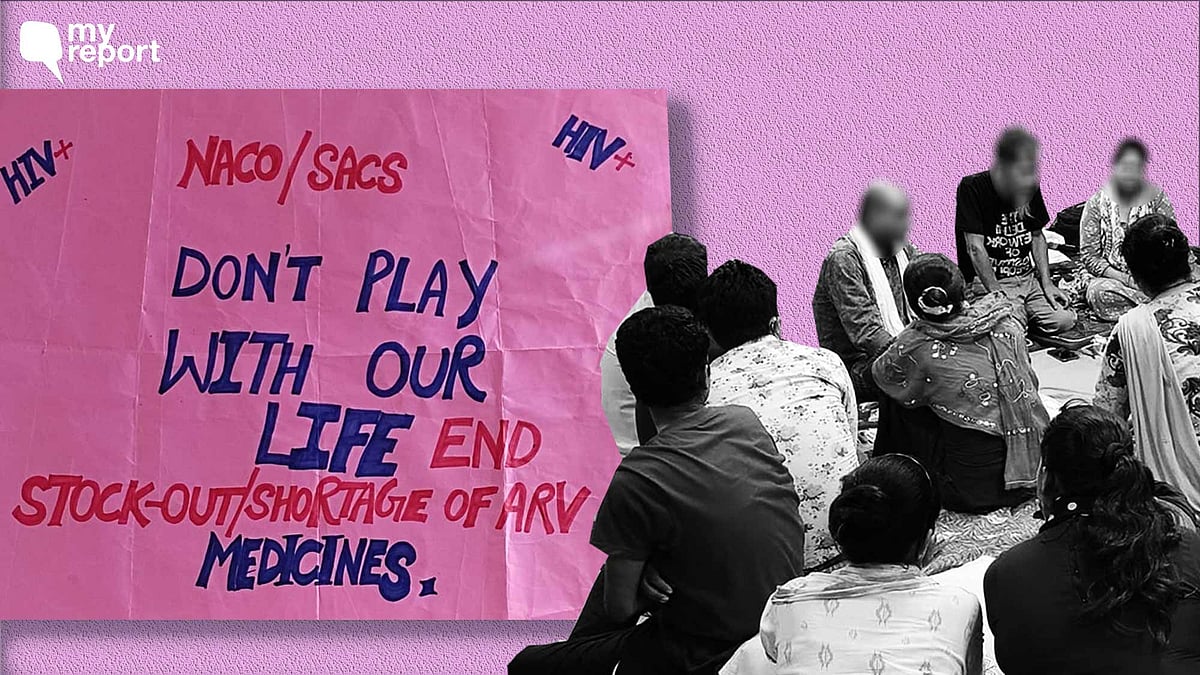 <div class="paragraphs"><p>HIV+ patients have been protesting outside the NACO office since 21 July against the shortage of Antiretroviral drugs.</p></div>