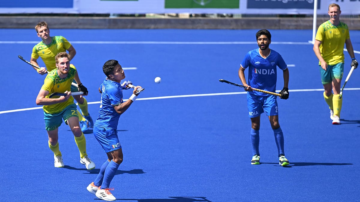 <div class="paragraphs"><p>The Indian men's hockey team in action against Australia in the final of the 2022 Commonwealth Games in Birmingham on Monday.</p></div>