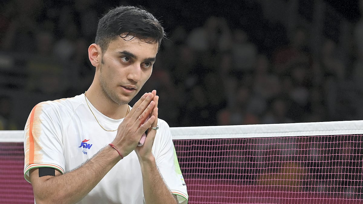 <div class="paragraphs"><p>India's Lakshya Sen celebrates after winning against Singapore's Jia Min Yeo during the badminton mixed team semi-final at the 2022 Commonwealth Games in Birmingham. </p></div>