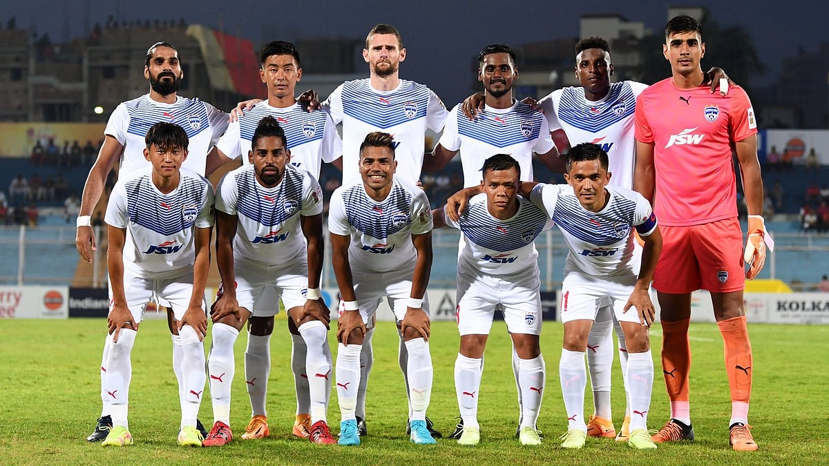 <div class="paragraphs"><p>The Bengaluru FC team members pose for a photo ahead of their Durand Cup clash against Indian Air Force on Tuesday. </p></div>