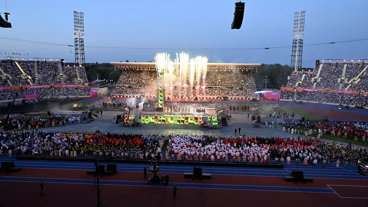 <div class="paragraphs"><p>Artists perform during the closing ceremony of the Commonwealth Games 2022 (CWG), at Alexander Stadium in Birmingham, UK, on Monday, 8 August.</p></div>