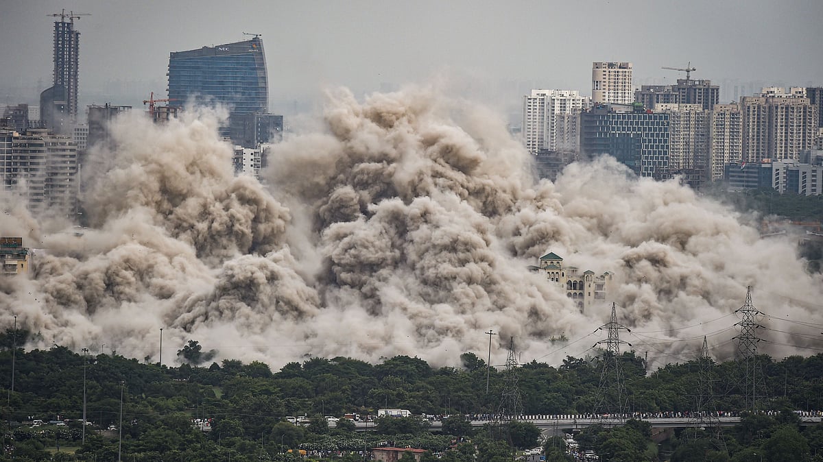 <div class="paragraphs"><p>Noida's Supertech Twin Towers were demolished at 2.30 pm on Sunday, 28 August.</p></div>