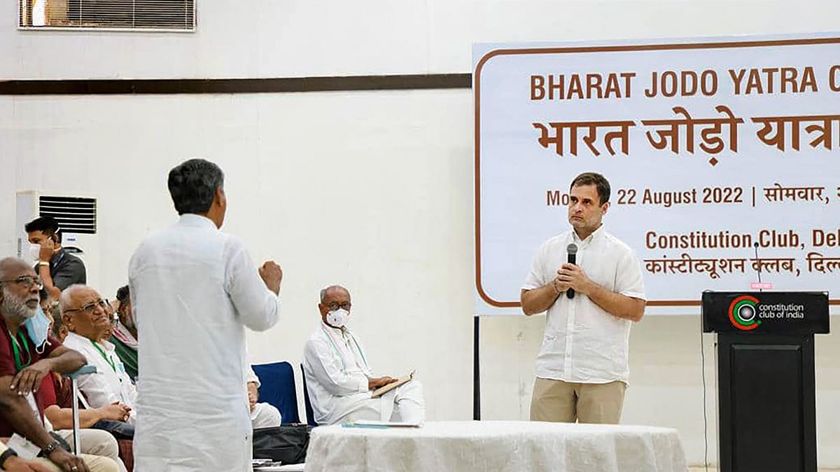 <div class="paragraphs"><p>Congress leader Rahul Gandhi addressed Civil Society Organisations ahead of the 'Bharat Jodo Yatra'. </p></div>