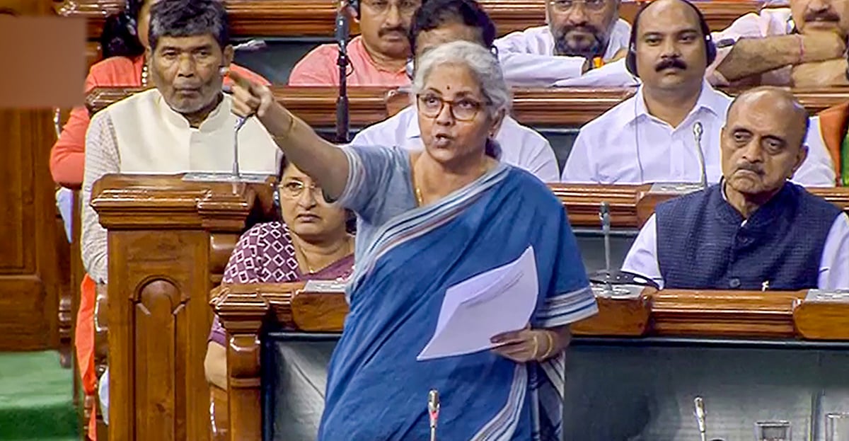 <div class="paragraphs"><p>Union Finance Minister Nirmala Sitharaman speaks in the Lok Sabha during ongoing Monsoon Session of Parliament in New Delhi on Monday, 1 August 2022.</p></div>