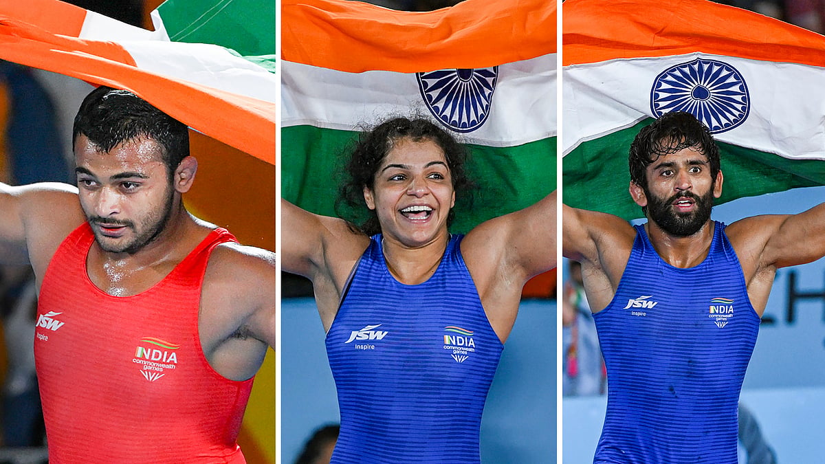 <div class="paragraphs"><p>CWG 2022: Deepak Punia, Sakshi Malik and Bajrang Punia celebrate winning gold medals in Birmingham.</p></div>