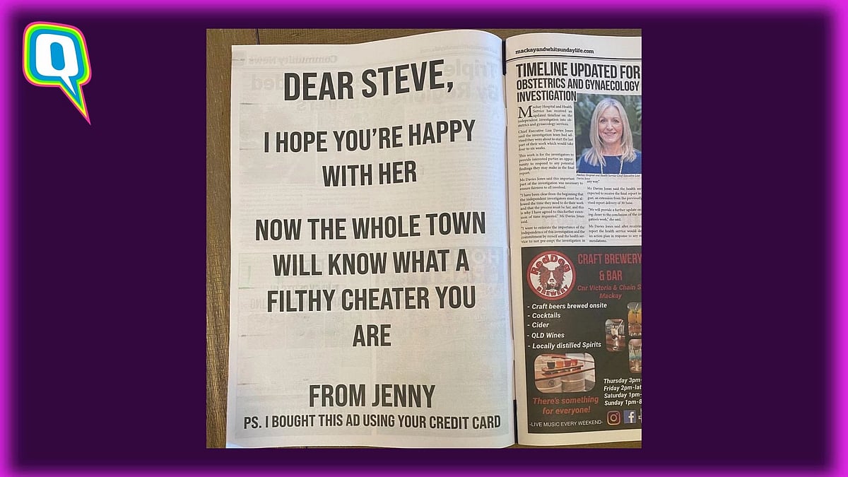 <div class="paragraphs"><p>Woman buys full-page ad to call out cheating husband.</p></div>
